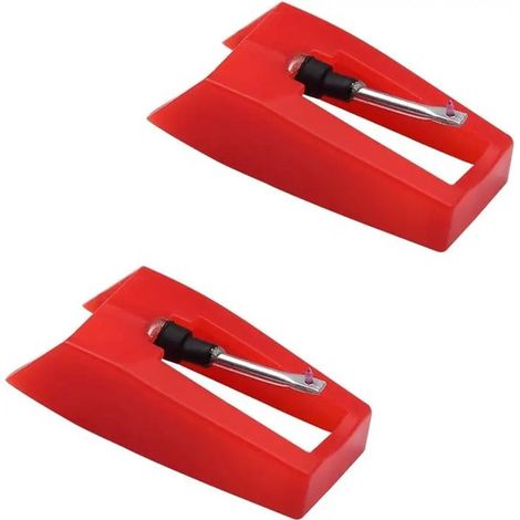 Lot de 2 - Cellule de lecture pour platine vinyle - Aiguille de gramophone - Accessoires pour lecteurs CD - Matière plastique - Rouge (1/4)