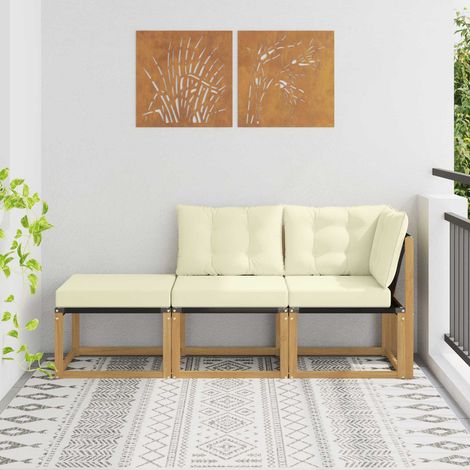 vidaXL Sectional Sofa Units with Cushion 3 Piece White