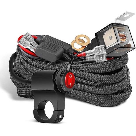 Interrupteur de phare de moto, barre lumineuse/phare de travail, feu antibrouillard, faisceau de câblage en nylon pour voiture, bateau, camion (1/5)