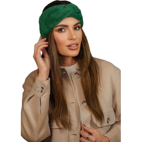 Diadema de invierno esponjosa para mujer, color verde, modelo Bottle Kamea - Yoshi (1/3)