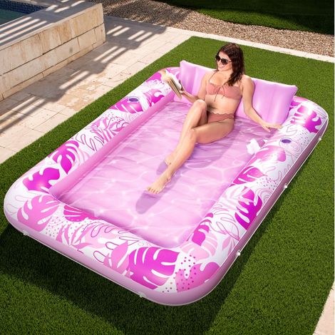 Aufblasbare Matratze 205x14 cm für den Pool, Sonnenliege für Erwachsene, Pool-Liege, aufblasbare Matratze für Erwachsene, Sommerunterhaltung, Wasserparty (Blume) (1/5)