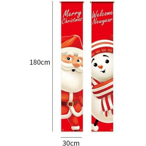 Bannière de Noël - Décorations de Noël originales - Rouge - Tissu Oxford 600D - Extérieur - Réutilisable (1/3)
