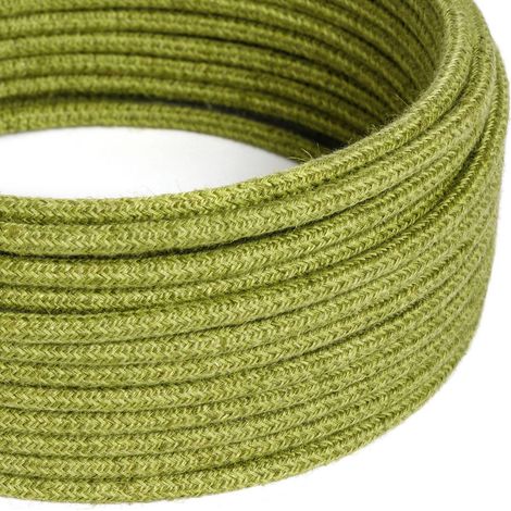 Creative-Cables, Cavo elettrico rivestito, Juta, 2 x 0,75 mm², 50 m, Verde Fieno RN23, Rotondo