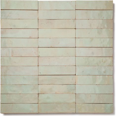 Zellige véritable Carrelage Artisanal - 2,5x10 cm - Vert Tilleul (vendu par plaque de 0,09 m² - 30x30 cm)