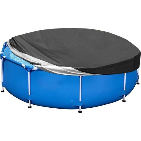 Bâche de protection pour piscine, bâche ronde de 305 cm, bâche d'hiver pour piscine hors sol, bâche de piscine pliable et étanche, résistante à l'eau et à la poussière (noire) (1/4)