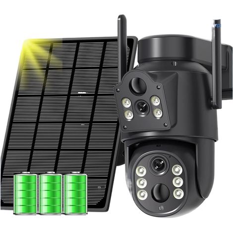 Caméra de Surveillance extérieure sans Fil 4K 8 MP avec capteur PIR, détection Humaine, Wi-FI, Panneau Solaire, autonomie de 365 Jours en Veille, Vision Nocturne.(8MP NO SD Card) (1/5)