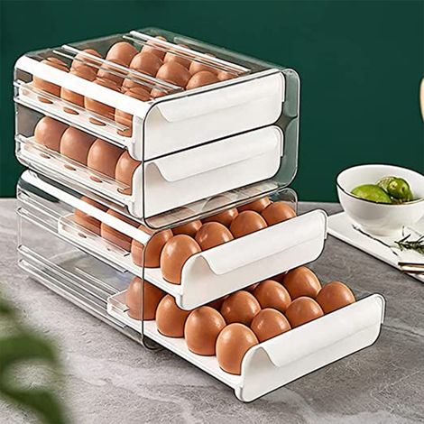 Double layer Transparent Egg Storage Drawer Box (1/5)