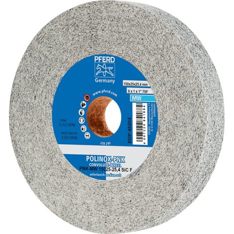 PFERD TOOLS POLINOX Gewickeltes Vlies-Rad PNK Ø 150x25 mm Bohrung-Ø 25,4 mm Mittelweich SIC Fein für Finish (1/4)