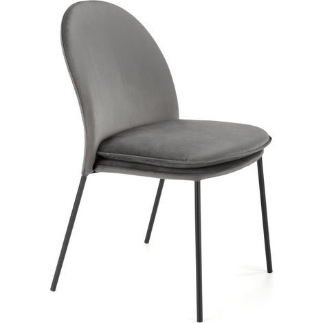 Chaise en velours gris avec fins pieds en métal noir MEET (1/5)