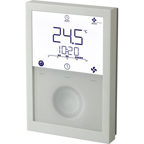 Raumtemperaturregler LCD 5..40°C  2/3-Pkt/PWM Uhr FC/Uni.vert.