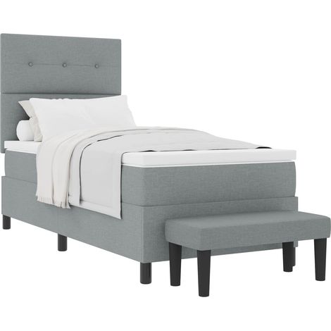 Box Spring Bed with Headboard Light Grey 90 x 190 cm Fabric vidaXL