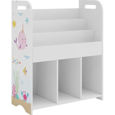 Scaffale dal design senza tempo per soggiorno camera da letto mobile contenitore per bambini 75 x 62 x 29 cm bianco con motivo oceano 030011215