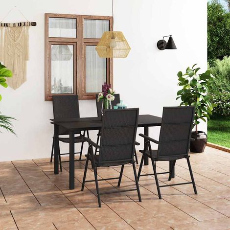 vidaXL Juego de comedor para jardín 5 piezas negro (1/4)