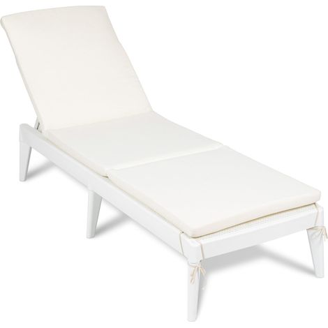 Toomax Sirolo Plus lettino prendisole bianco reclinabile con finitura in juta completo di cuscino 60x186x32,5h cm, sdraio da giardino con schienale regolabile, per esterni, terrazza e piscina