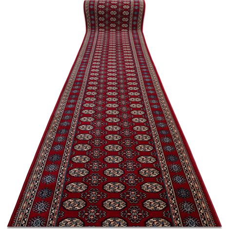 Läufer Wolle NAIN Rosette 6177 51066 rotwein / beige 100cm red 100x350 cm