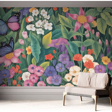 Fotomurale adesivo - parete decorativa - decorazione casa - stile moderno parete - Esplosione floreale 312x219 cm (1/5)