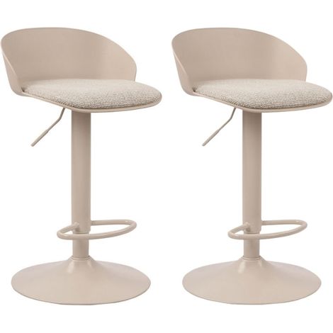 Lot de 2 chaises de bar réglables en hauteur tissu beige OJA Casita