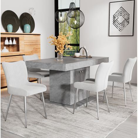 Chaise salle a manger velours gris lot 4 pieds metal OKMYHOME (1/5)