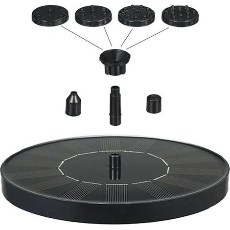 Fontaine solaire d'extérieur pour jardin, bain d'oiseaux solaire 1,4 W, idéal pour bassin d'ornement, étang extérieur, jardin (1/5)