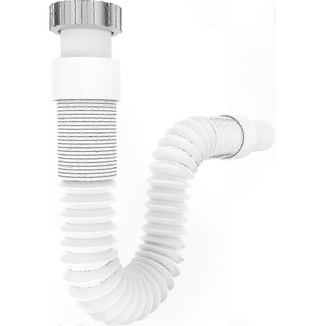 Flexible évacuation siphon extensible, 1 1/4" x 32mm, longueur réglable 320-880mm pour lavabo, anti-odeurs et drainage efficace. (1/4)
