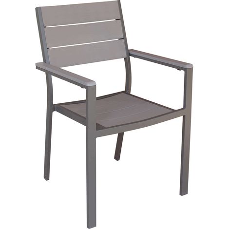 Aluminium exterile Sesselstuhl mit Sitzung und zurück im Polywood -Effekt Fotty - DarkGrey