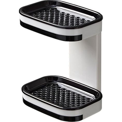 Portesavon un doppio strato di drenaggio, staffa di montaggio a parete per doccia, senza perforazione e rimovibile adesivo per il bagno, il lavandino della cucina (nero) (1/5)