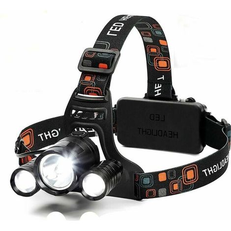 Lampe Frontale LED - 6000 Lm - 4 Modes - Étanche IPX4 - Batteries 18650 Rechargeables Incluses - Pour Course, Chasse, Camping - 1 Pièce