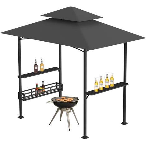 TolleTour Gazebo barbecue, gazebo per grigliate, gazebo da giardino, tenda da sole per barbecue da giardino 238 x 148 x 250 cm Grigio