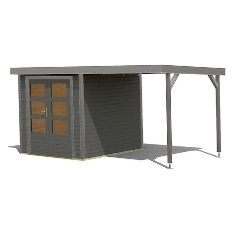 GH Jupiter 2 B 213x217x211cm terragrau Anbaudach ca. 2,35 m