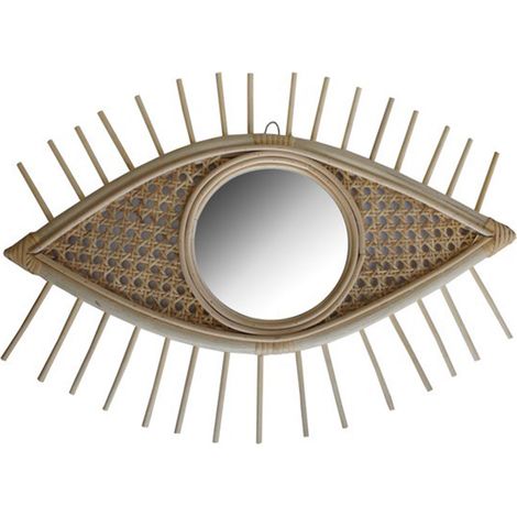 Miroir il 49x35 cm en verre et rotin naturel