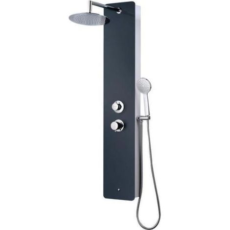 Colonne de Douche Eris - Picots Anticalcaire - Flexible Double Agrafage 1,50 m - Gris Anthracite (1/4)