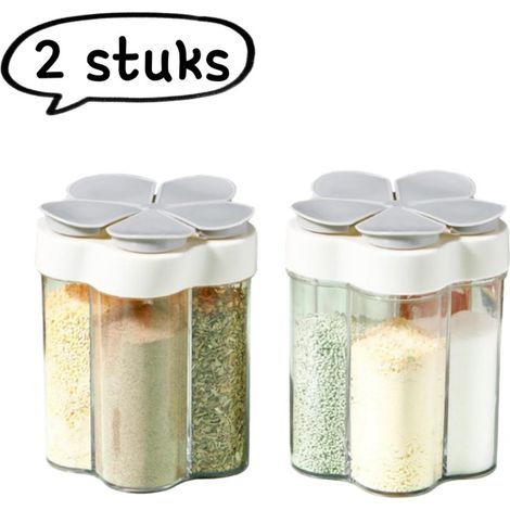 2 pièces bouteilles à épices pour cuisine contenant à épices avec 5 compartiments en 1 boîte de conservation de sel fermée pot à épices résistant à l'humidité couleur grise (1/5)