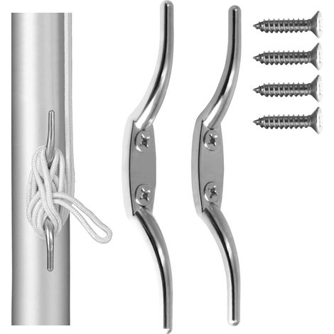 2 Paires Taquets de Coque en Alliage de Zinc Argenté - 6 Pouces Crochets pour Corde Inoxydable - Vis de Fixation Fournies (1/5)