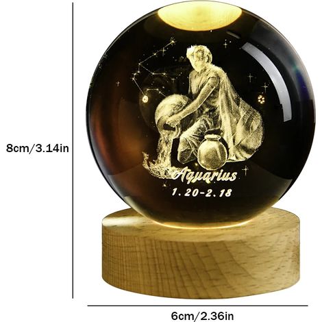 Veilleuse boule de cristal (lumière colorée), lampe sculptée en 3D, décoration intérieure (1/2)