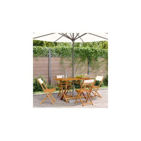 Chaises de jardin pliantes lot de 4 tissu et bois massif (1/5)