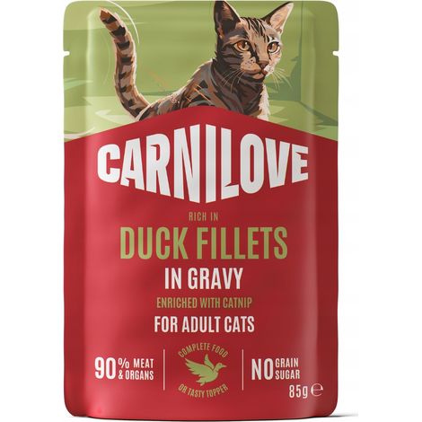 Alimento húmedo para gatos adultos Carnilove sabor pavo y pato en salsa, 85 g. (1/5)
