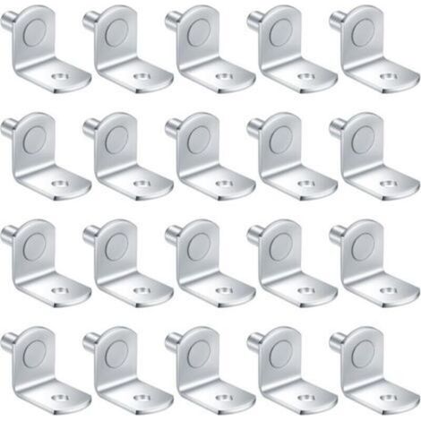 20 Pièces Chevilles de Support Étagère Métal L Forme, 5mm Support Équerre, Consoles et Taquets pour Étagères pour Meuble Armoire Placard Bibliothèque