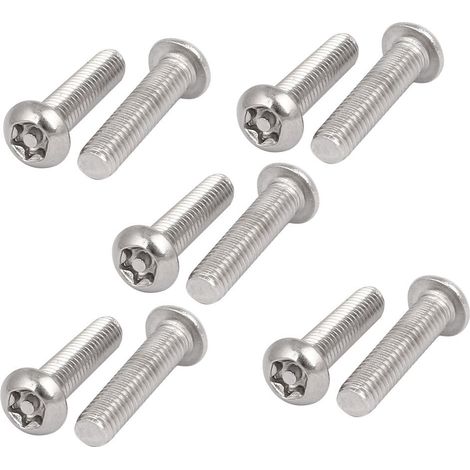 Vis Inviolable Tête Bombée 304 Acier Inoxydable M6x25mm 10pcs (1/5)