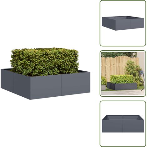 Jardinière anthracite 100x100x30 cm acier - Jardinière - Jardinières - Pot De Fleurs - Support De Jardinière (1/5)