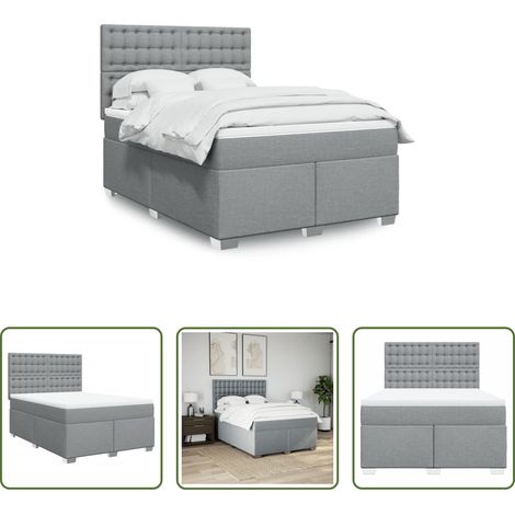 vidaXL Taschenfederkern - Boxspringbett mit Matratze Hellgrau 140x200 cm Stoff (1/5)