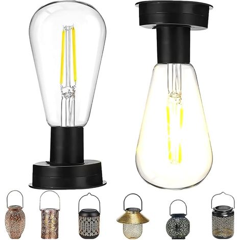 Solar Light Bulb, Pack of 2 8.5 cm Solar Bulbs for Outdoors, Solar Lights, Replacement Top for Outdoor LED Garden Lights, Solar Bulb Replacement Solar Module, for Solar Lights, Garden Lights (1/5)