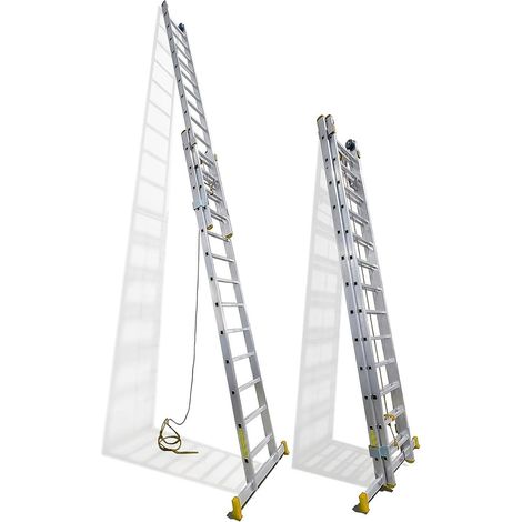 Escalera Aluminio 2 Tramos 12+12 Peldaños. Plegable, Antideslizante, Resistente (1/4)