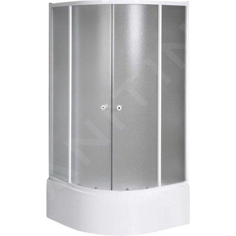 Aqualine – Cabine de douche quart de cercle 80x80 cm – Verre de sécurité 4 mm texture BRICK – Profilés en aluminium blanc – BTR803 (1/5)