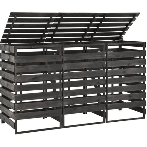 Abri de rangement Ă trois compartiments, mesurant 210x75x121 cm, en bois de pin massif peint. (1/5)