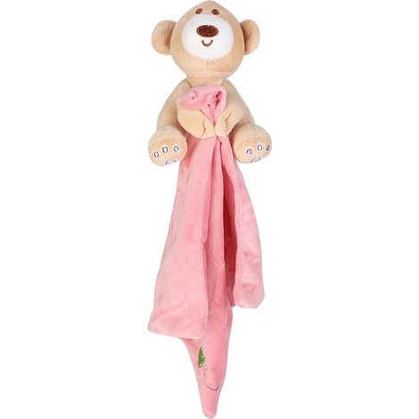Serviette de sécurité pour bébé, peluche animal de dessin animé, jouet apaisant pour bébé ours (rose) (1/5)