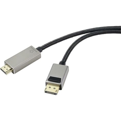 DisplayPort / HDMI Câble adaptateur Fiche mâle DisplayPort, Fiche mâle HDMI-A 1.00 m noir UHD 8K @ 60 Hz, UHD 4K @ 120 Hz RF-4995154 Câb W043442 (1/4)