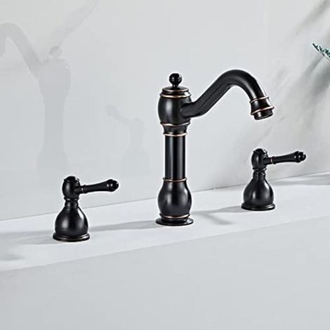 Elegante rubinetto a 3 fori per acqua calda e fredda, lavabo sottotop, miscelatore per bagno (1/4)