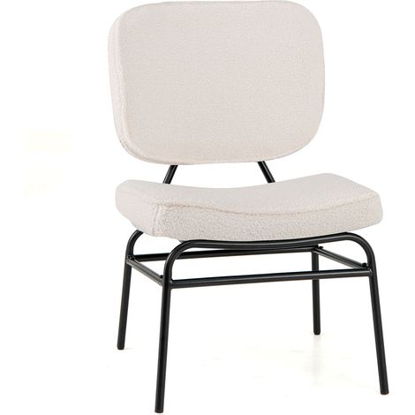 COSTWAY Upholstered Accent Chair Sherpa Reading Chair w/Sponge- White (1/5)