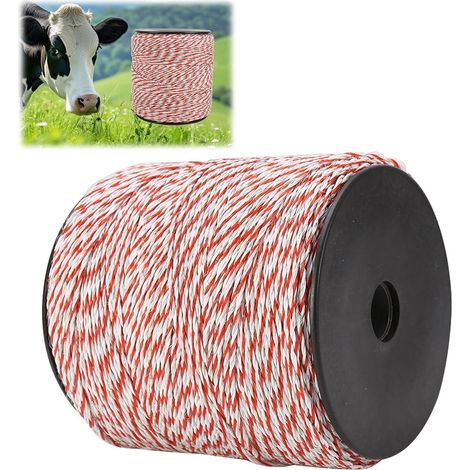 Fil de Clôture Électrique, Corde de Clôture Électrique 6 Brins, 200 m Corde Conductrice en Acier Inoxydable, Haute conductivité, Farming Fil