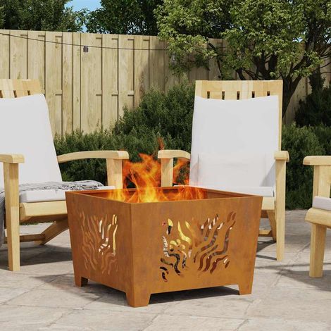 Fire Pit Brown 60 x 60 x 40 cm Steel vidaXL (1/5)